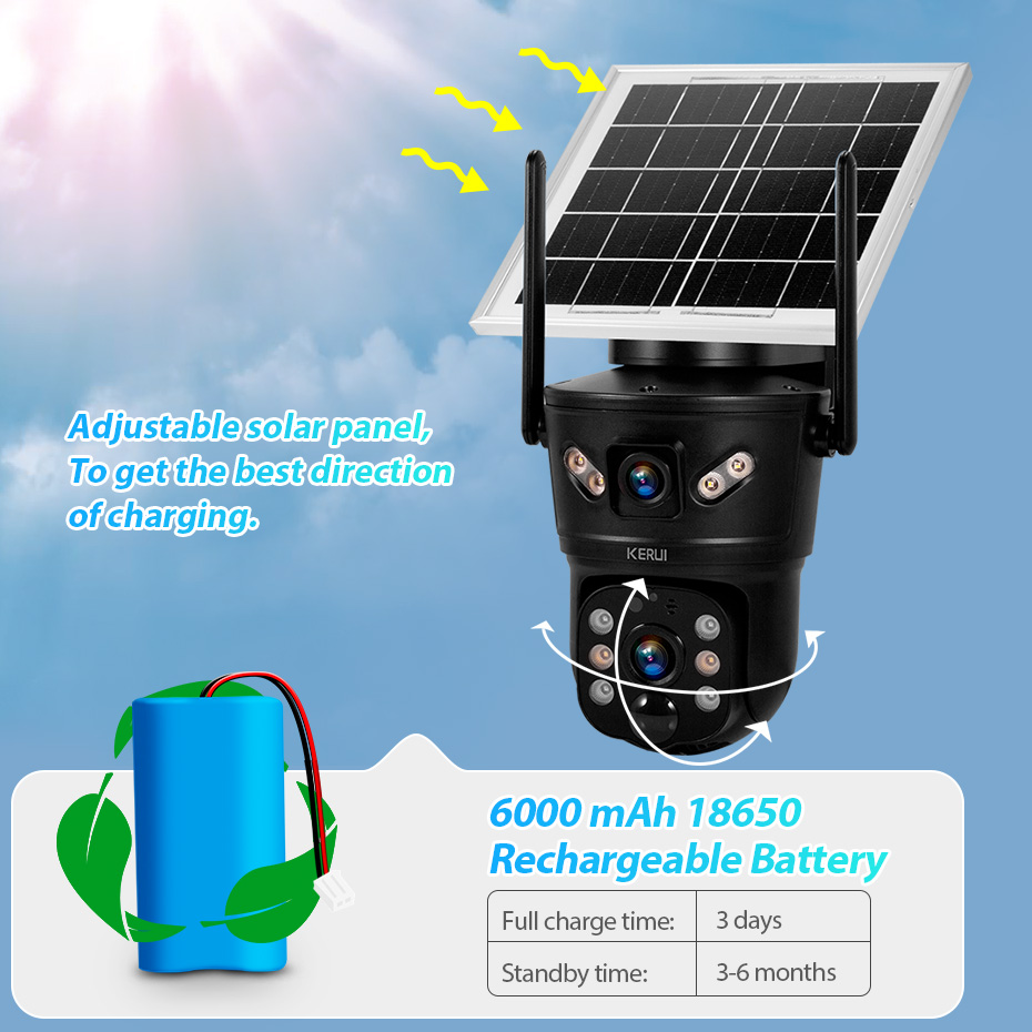 Alarm Siren Outdoor - Caméra solaire WiFi 4G SIM KERUI