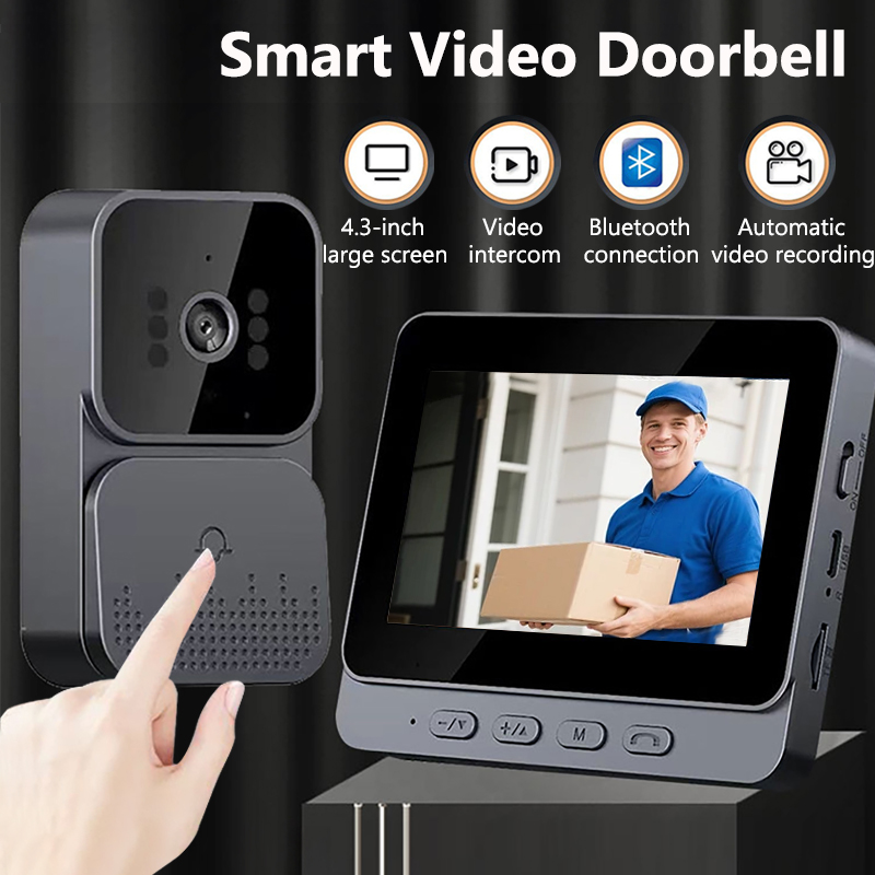 Home Security Doorbell Camera - Interphone vidéo sans fil, sonnette HD,