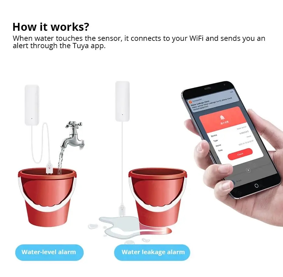 Tuya WiFi capteur de fuite d'e - Home Security Network avis et prix
